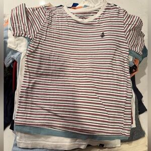 Volcom Striped Kids Shirt - Red, White, Black